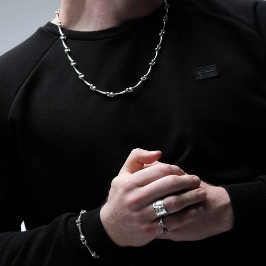 Corpus Vinculum | Sterling Silver Bone Chain Necklace – LORO FEDE – Statement Piece for Men