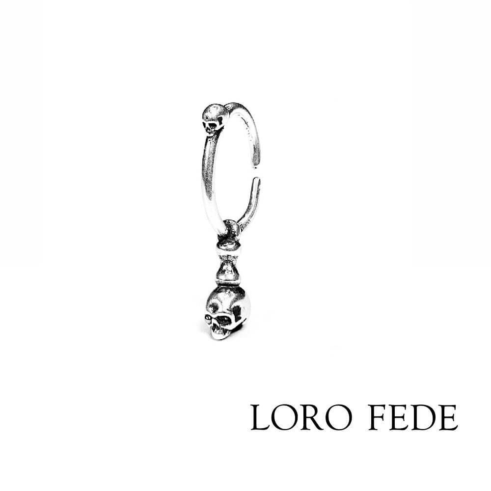 LORO FEDE Skull Single Earring, 925 Silver
