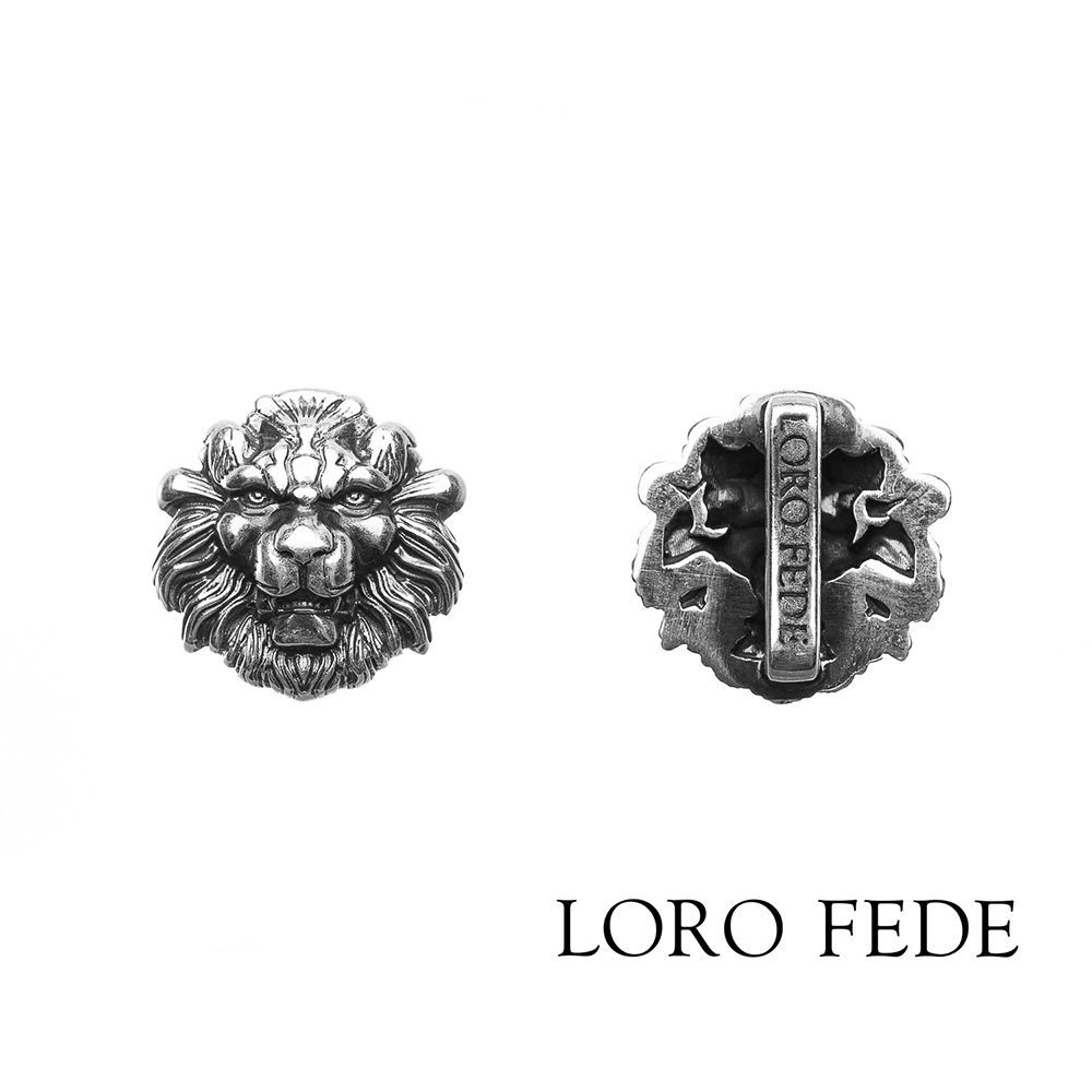Set - LORO FEDE Lion medallion, 925 silver and genuine leather bracelet