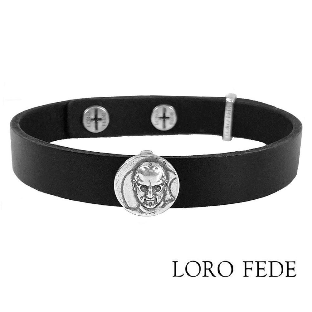 Set - LORO FEDE Steve Jobs medallion, 925 silver and genuine leather bracelet