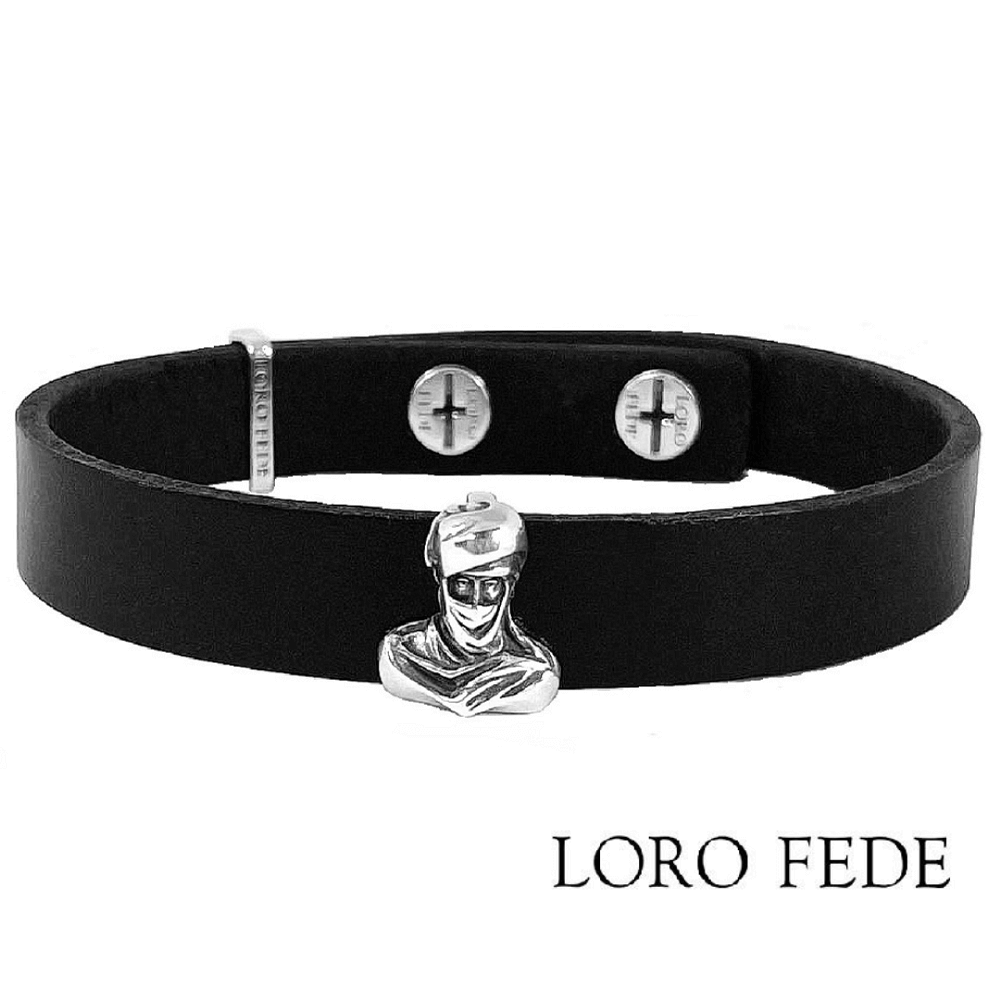 Set - LORO FEDE Saracen medallion, 925 silver and genuine leather bracelet