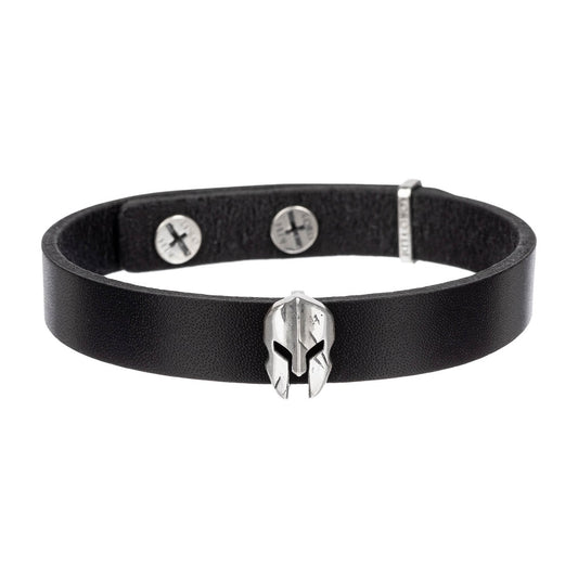 Set - LORO FEDE Molon Labe medallion, 925 silver and genuine leather bracelet