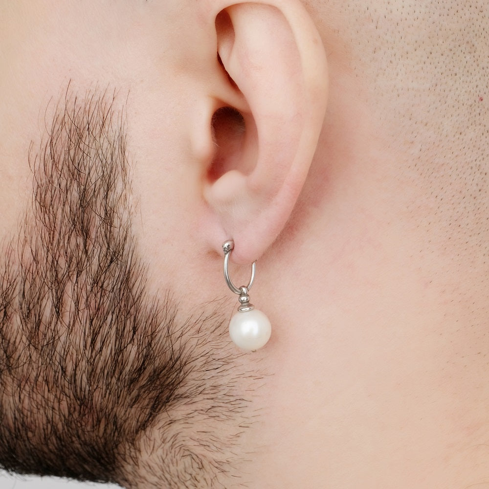 LORO FEDE Sailor single earring with round pearl, 925 silver