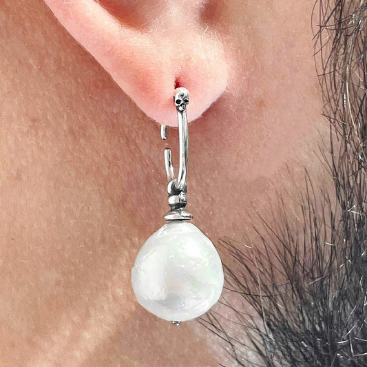 LORO FEDE Sailor single earring with round pearl, 925 silver